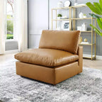 Fauteuil sans accoudoirs en similicuir surpiqué et rembourré Commix Down - Modway