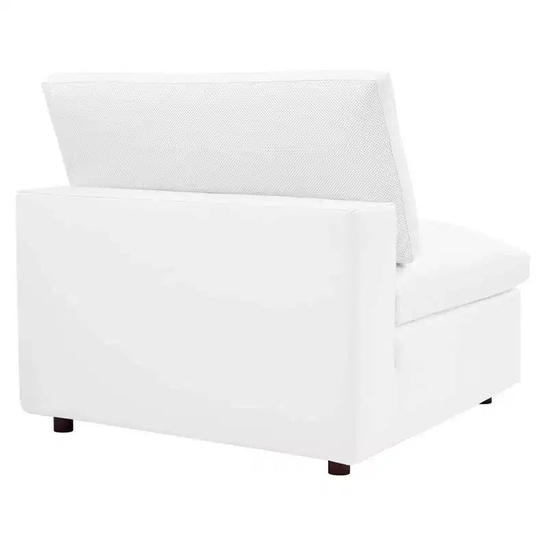 Fauteuil sans accoudoirs en similicuir surpiqué et rembourré Commix Down - Modway