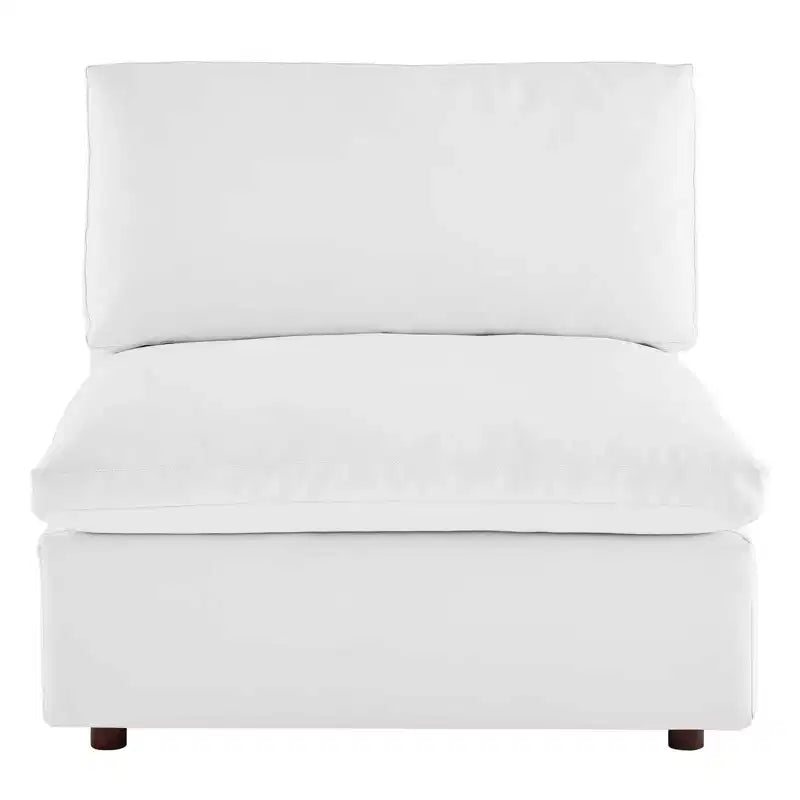 Fauteuil sans accoudoirs en similicuir surpiqué et rembourré Commix Down - Modway