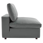 Fauteuil sans accoudoirs en similicuir surpiqué et rembourré Commix Down - Modway