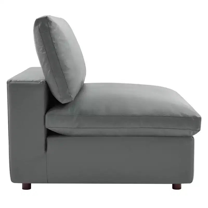 Fauteuil sans accoudoirs en similicuir surpiqué et rembourré Commix Down - Modway