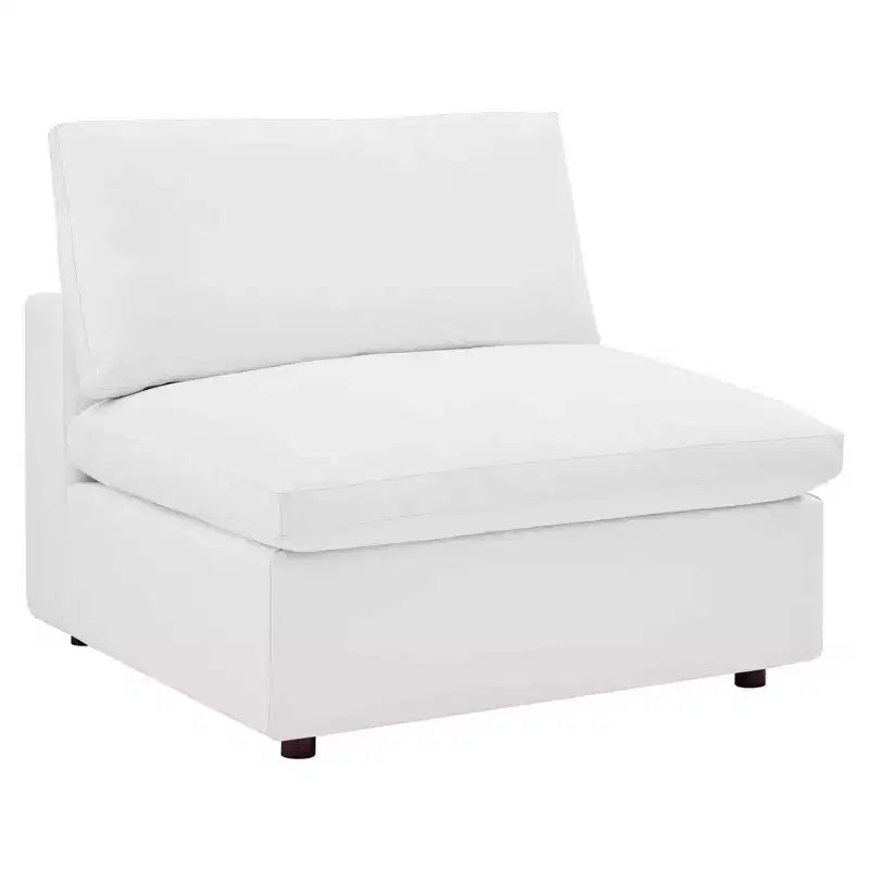 Fauteuil sans accoudoirs en similicuir surpiqué et rembourré Commix Down - Modway