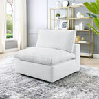 Fauteuil sans accoudoirs en similicuir surpiqué et rembourré Commix Down - Modway