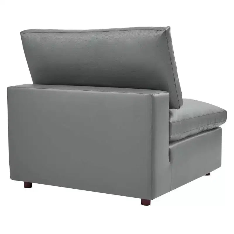 Fauteuil sans accoudoirs en similicuir surpiqué et rembourré Commix Down - Modway
