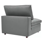 Fauteuil sans accoudoirs en similicuir surpiqué et rembourré Commix Down - Modway