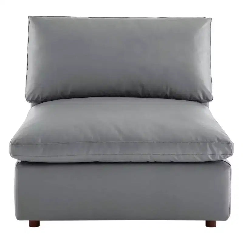 Fauteuil sans accoudoirs en similicuir surpiqué et rembourré Commix Down - Modway