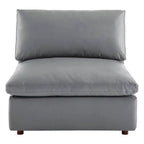 Fauteuil sans accoudoirs en similicuir surpiqué et rembourré Commix Down - Modway