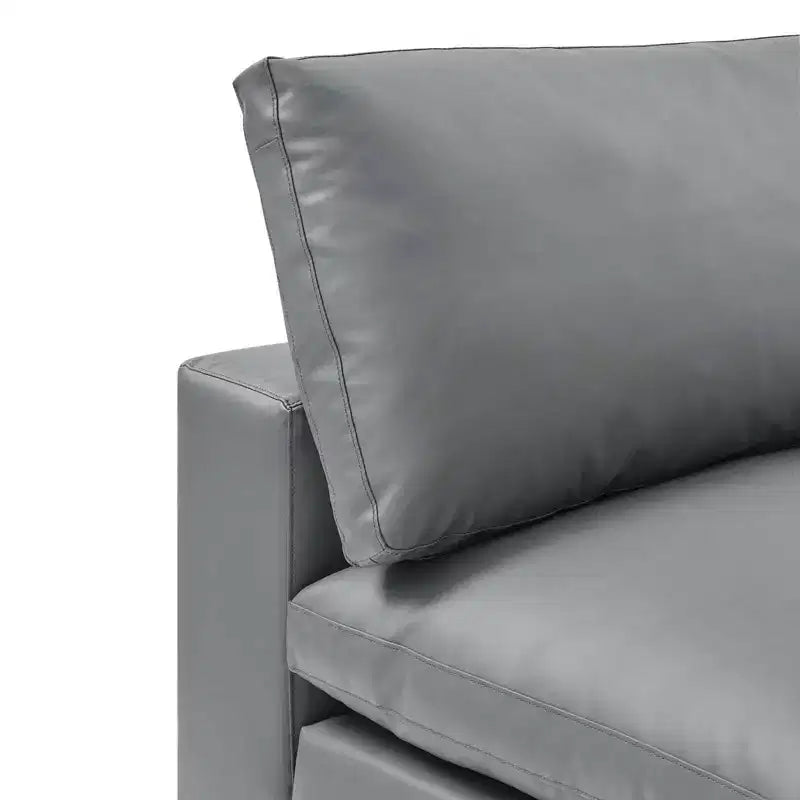 Fauteuil sans accoudoirs en similicuir surpiqué et rembourré Commix Down - Modway