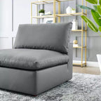 Fauteuil sans accoudoirs en similicuir surpiqué et rembourré Commix Down - Modway