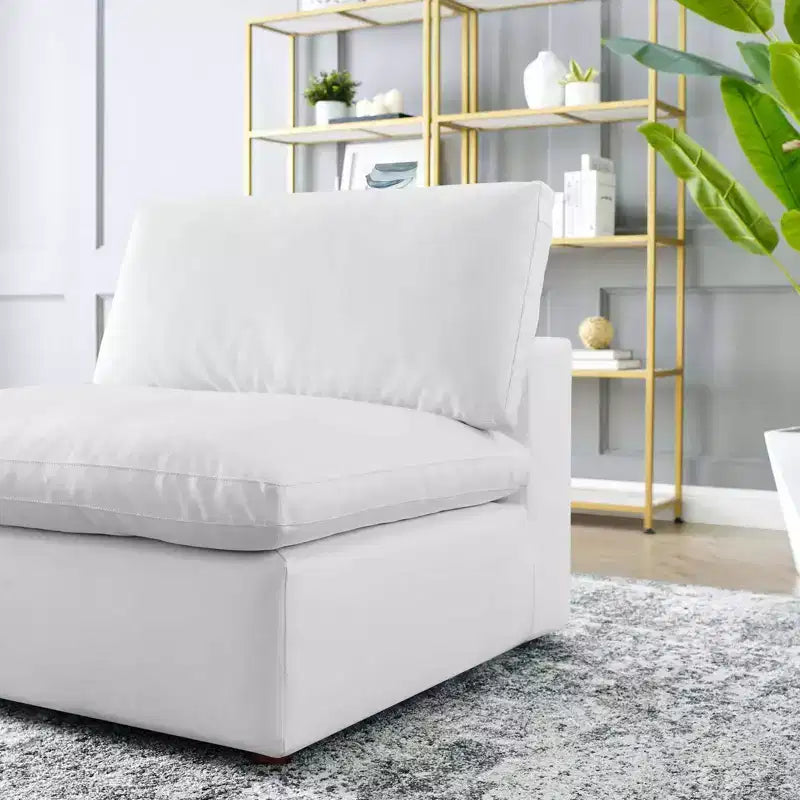 Fauteuil sans accoudoirs en similicuir surpiqué et rembourré Commix Down - Modway