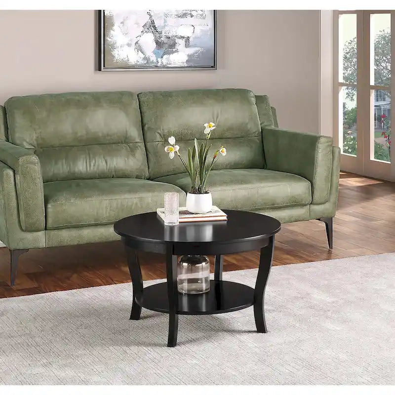 Table basse ronde avec étagère American Heritage de Convenience Concepts