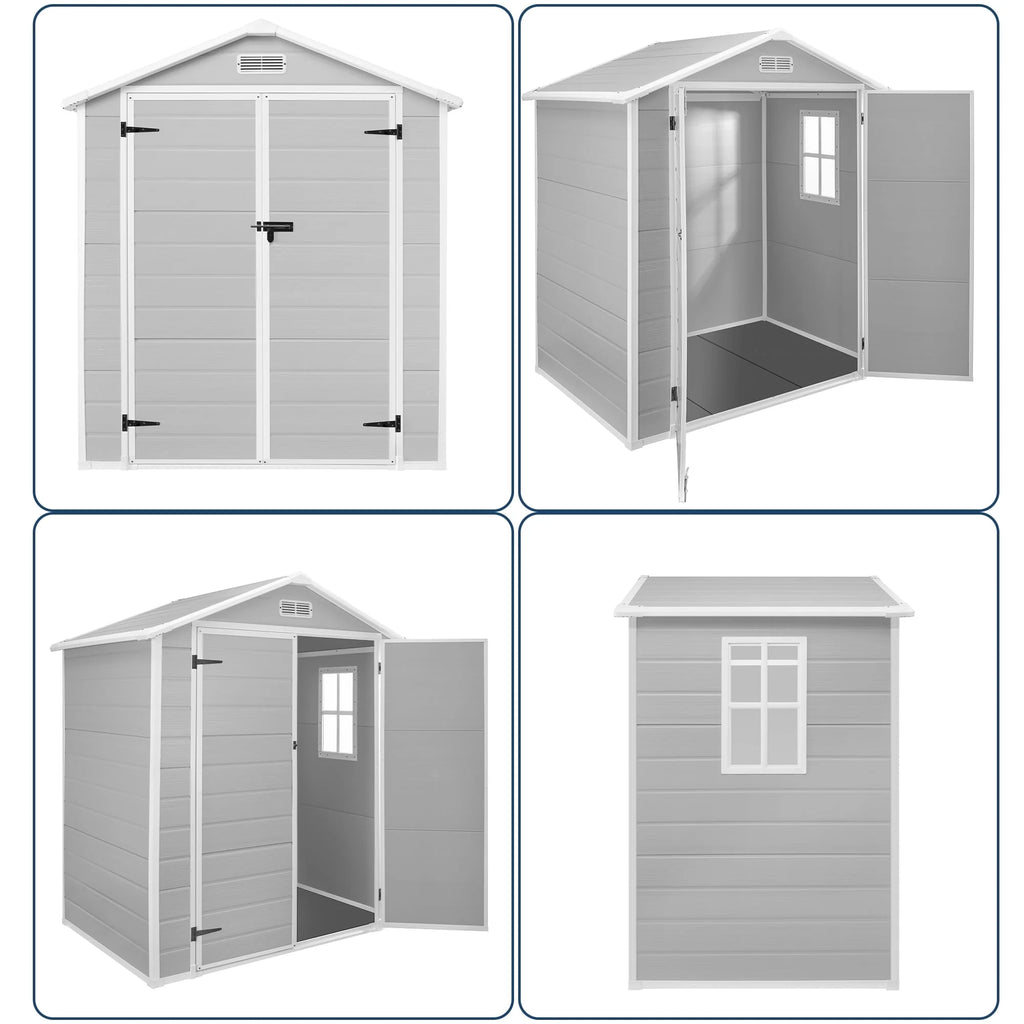 Abri de jardin en résine toutes saisons avec plancher de 1,8 m x 1,2 m / 1,8 m x 2,4 m / 2,4 m x 1,8 m / 2,4 m x 3 m, abri à outils Spire