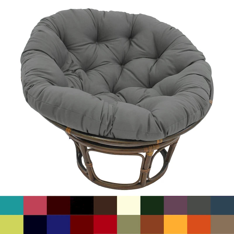Fauteuil Papasan en rotin Bali de 42 pouces avec coussin en sergé