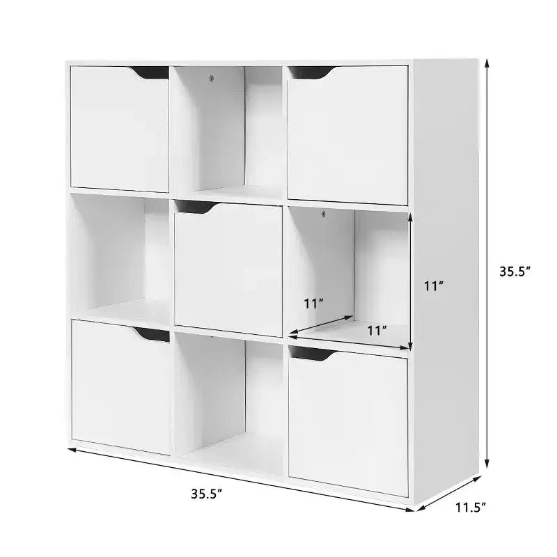 Costway Bibliothèque à 9 casiers Meuble de rangement en bois Étagères Séparateur de pièce Organisation