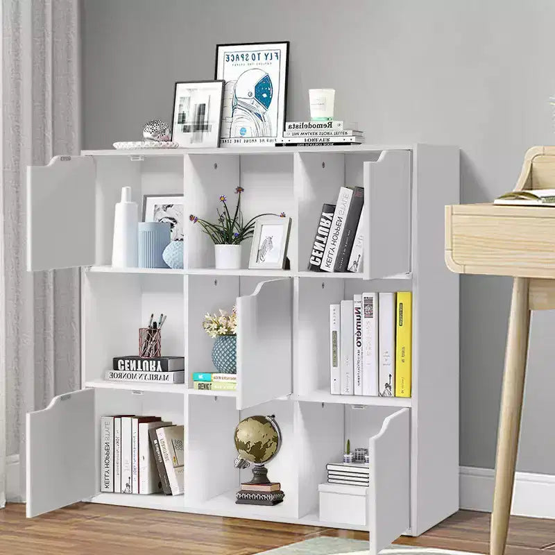 Costway Bibliothèque à 9 casiers Meuble de rangement en bois Étagères Séparateur de pièce Organisation