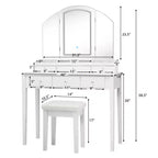 Costway Table de Maquillage et Tabouret Grand Miroir Triple avec Éclairage 6 Tiroirs Coiffeuse Blanc/Noir