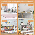 Costway Bibliothèque Enfant 2 Étagères Meuble Rangement Jouets en Bois 5 Cubes Organisateur Blanc