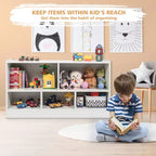 Costway Bibliothèque Enfant 2 Étagères Meuble Rangement Jouets en Bois 5 Cubes Organisateur Blanc