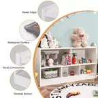Costway Bibliothèque Enfant 2 Étagères Meuble Rangement Jouets en Bois 5 Cubes Organisateur Blanc