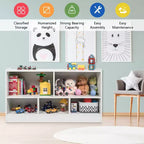 Costway Bibliothèque Enfant 2 Étagères Meuble Rangement Jouets en Bois 5 Cubes Organisateur Blanc