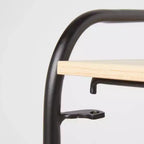 Étagère pliante 3 niveaux en métal noir avec étagères en bois naturel - Brightroom