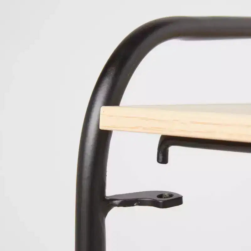 Étagère pliante 3 niveaux en métal noir avec étagères en bois naturel - Brightroom