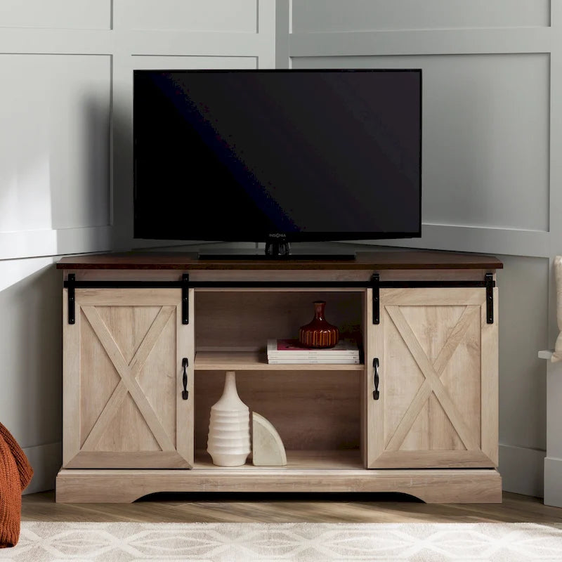 Meuble TV d'angle Middlebrook avec porte de grange coulissante de 52 pouces