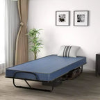 Costway Lit Pliant avec Matelas en Mousse à Mémoire de Forme, Lit d'Appoint Portable Pliable, Mousse à Mémoire de Forme Bleu Marine Fabriqué en Ital