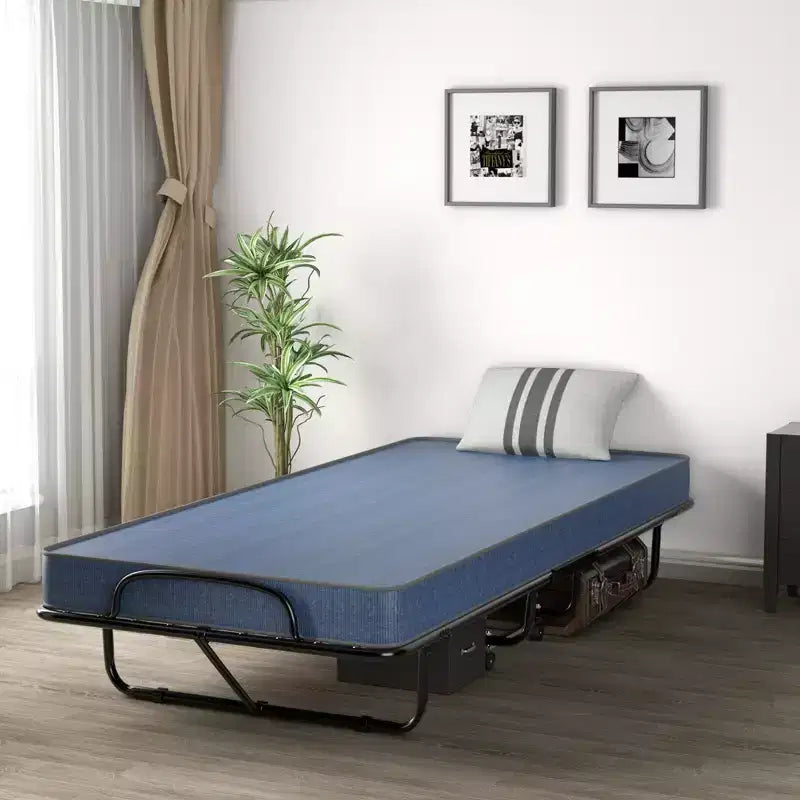 Costway Lit Pliant avec Matelas en Mousse à Mémoire de Forme, Lit d'Appoint Portable Pliable, Mousse à Mémoire de Forme Bleu Marine Fabriqué en Ital