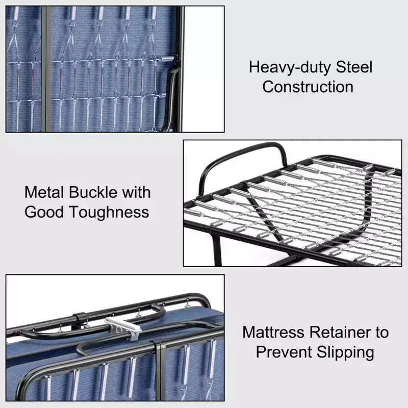 Costway Lit Pliant avec Matelas en Mousse à Mémoire de Forme, Lit d'Appoint Portable Pliable, Mousse à Mémoire de Forme Bleu Marine Fabriqué en Ital