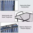 Costway Lit Pliant avec Matelas en Mousse à Mémoire de Forme, Lit d'Appoint Portable Pliable, Mousse à Mémoire de Forme Bleu Marine Fabriqué en Ital