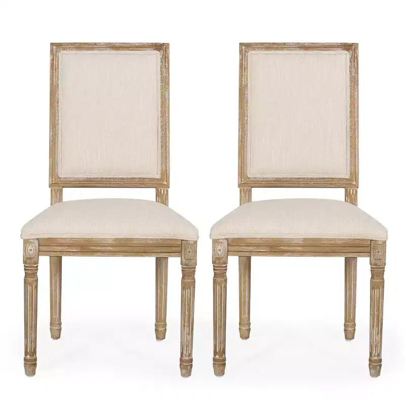 Lot de 2 chaises de salle à manger tapissées en bois style campagne française Regina - Christopher Knight Home