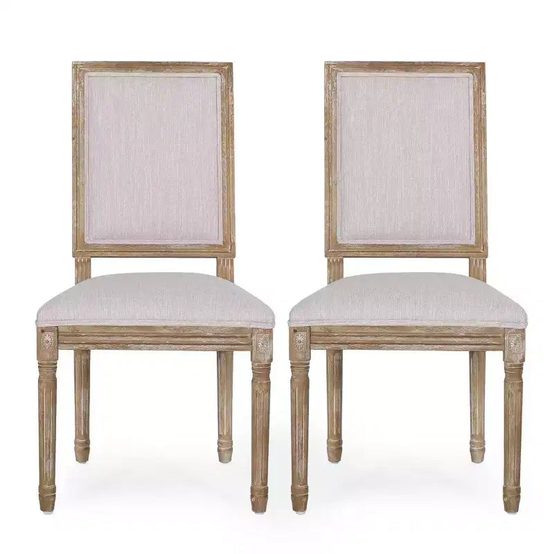 Lot de 2 chaises de salle à manger tapissées en bois style campagne française Regina - Christopher Knight Home