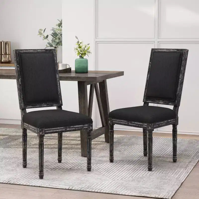 Lot de 2 chaises de salle à manger tapissées en bois style campagne française Regina - Christopher Knight Home