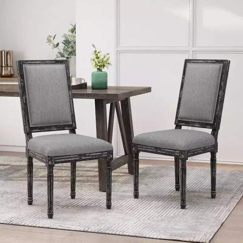 Lot de 2 chaises de salle à manger tapissées en bois style campagne française Regina - Christopher Knight Home