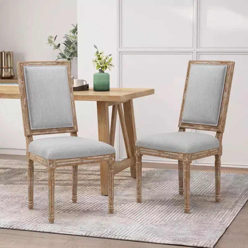 Lot de 2 chaises de salle à manger tapissées en bois style campagne française Regina - Christopher Knight Home