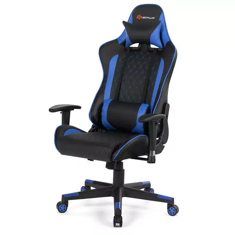 Fauteuil de massage gamer inclinable Costway avec support lombaire et appui-tête Blanc/Bleu/Rose/Rouge