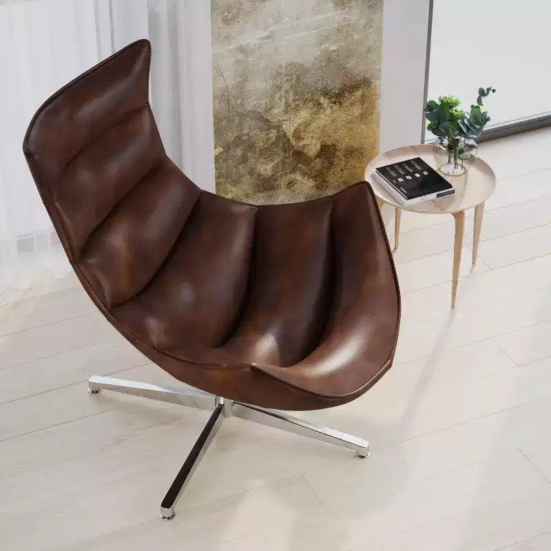 Fauteuil d'appoint pivotant Merrick Lane profilé avec base en métal entrecroisé