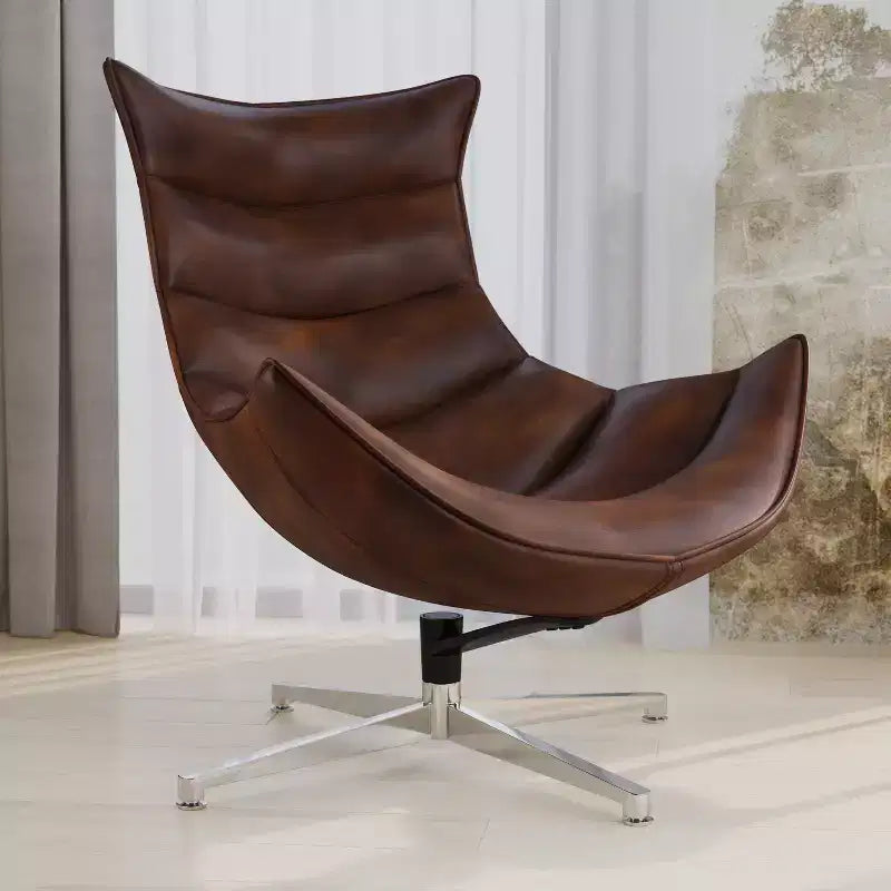 Fauteuil d'appoint pivotant Merrick Lane profilé avec base en métal entrecroisé