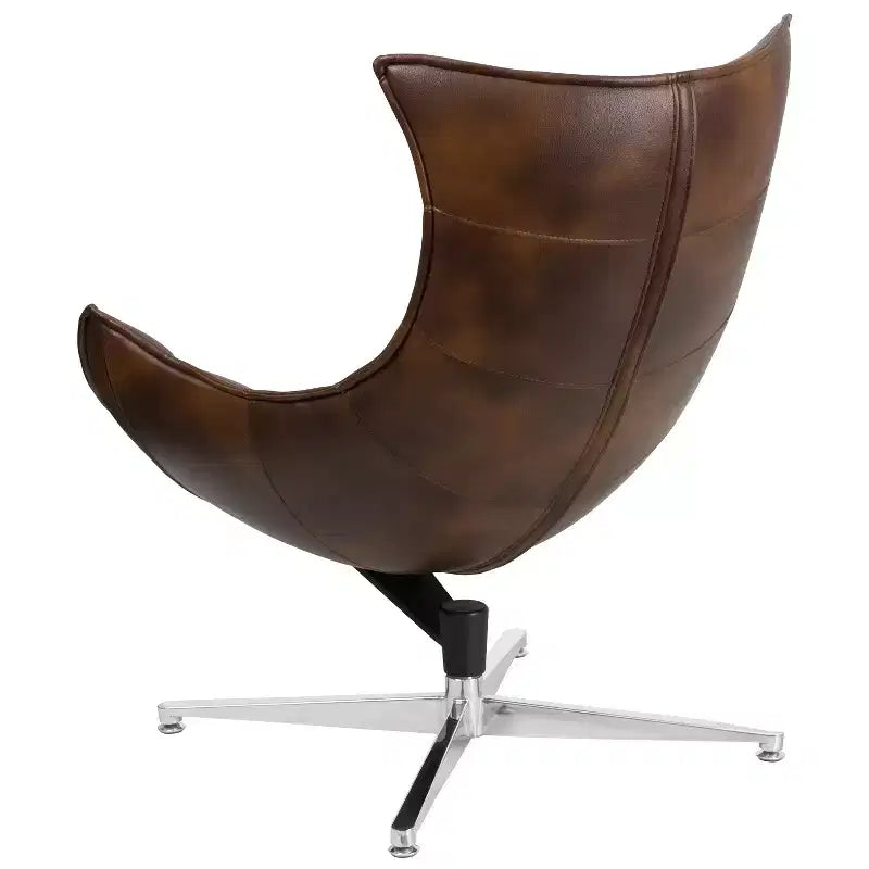 Fauteuil d'appoint pivotant Merrick Lane profilé avec base en métal entrecroisé