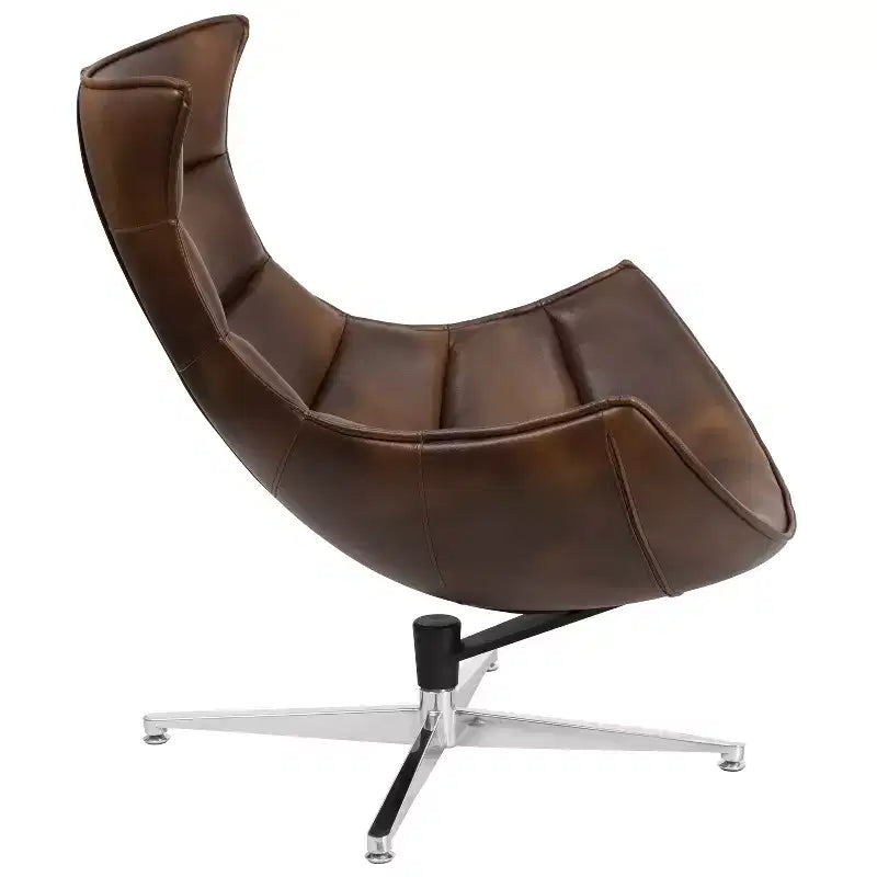 Fauteuil d'appoint pivotant Merrick Lane profilé avec base en métal entrecroisé