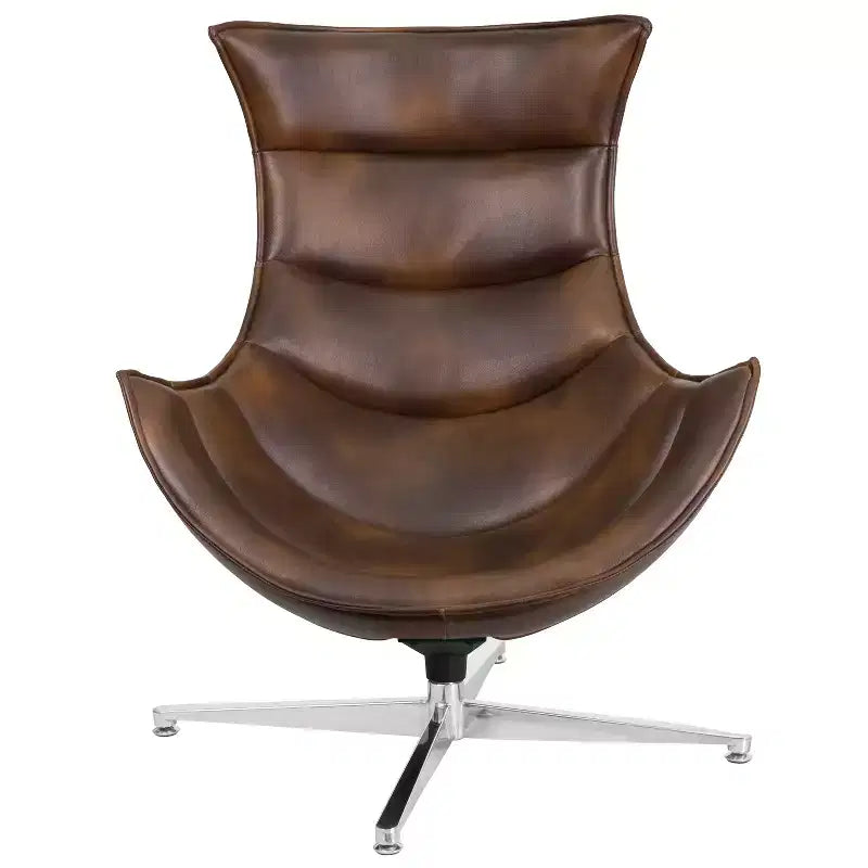 Fauteuil d'appoint pivotant Merrick Lane profilé avec base en métal entrecroisé