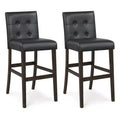 Costway Set of 2 Bar Stools 25inch Counter Height Barstool Pub Chair Rubber Wood Black
