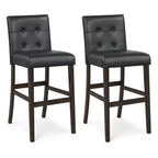 Costway Set of 2 Bar Stools 25inch Counter Height Barstool Pub Chair Rubber Wood Black