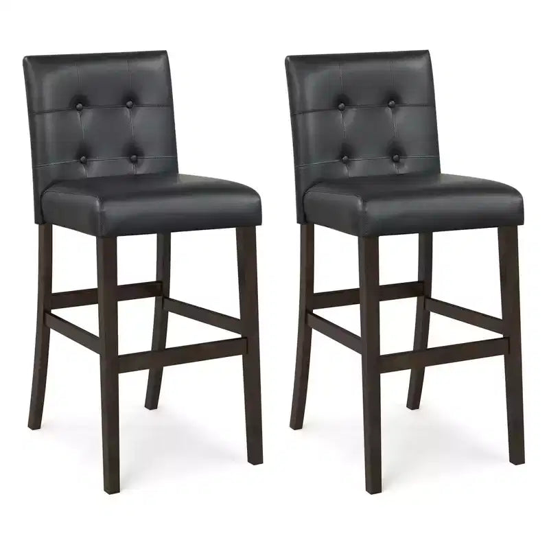 Costway Set of 2 Bar Stools 25inch Counter Height Barstool Pub Chair Rubber Wood Black