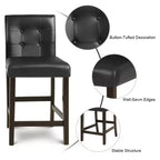 Costway Lot de 2 tabourets de bar de 63,5 cm de hauteur pour comptoir, chaise de pub, bois d'hévéa, noir