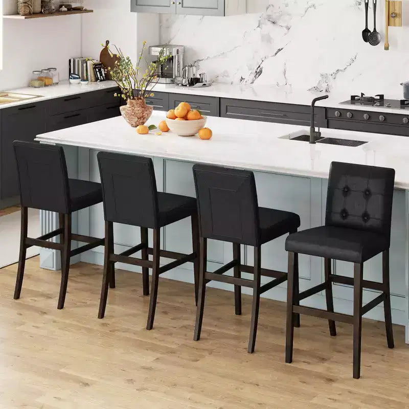 Costway Lot de 2 tabourets de bar de 63,5 cm de hauteur pour comptoir, chaise de pub, bois d'hévéa, noir