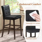 Costway Lot de 2 tabourets de bar de 63,5 cm de hauteur pour comptoir, chaise de pub, bois d'hévéa, noir