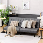 Canapé-lit Costway en similicuir convertible pliable, blanc/noir/gris