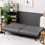 Canapé-lit Costway en similicuir convertible pliable, blanc/noir/gris